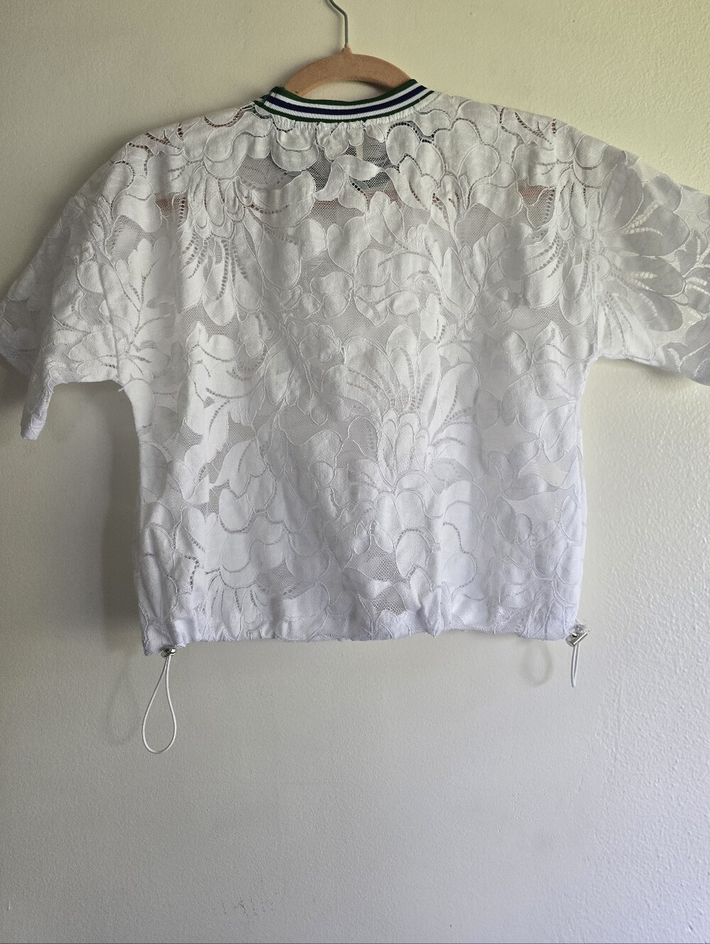 Maeve, Short-Sleeve Lace Pullover Top, White/Green/Blue, Size XS, MSRP $98 - Picture 5 of 8